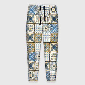 Мужские брюки 3D с принтом Плитка, орнамент, узор в Белгороде, 100% полиэстер | манжеты по низу, эластичный пояс регулируется шнурком, по бокам два кармана без застежек, внутренняя часть кармана из мелкой сетки | 