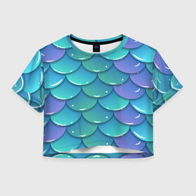 Женская футболка Crop-top 3D с принтом Чишуйка в Белгороде, 100% полиэстер | круглая горловина, длина футболки до линии талии, рукава с отворотами | Тематика изображения на принте: мода | рыбы | стиль | стильныевещи | узор | чешуярыбы | чишуя