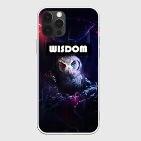 Чехол для iPhone 12 Pro Max с принтом WISDOM в Белгороде, Силикон |  | глаза животного | глаза разного цвета | мудрая сова | неоновые глаза | пафосная надпись | перья | птица | сова | филин