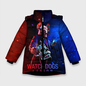 Зимняя куртка для девочек 3D с принтом Watch Dogs LEGION в Белгороде, ткань верха — 100% полиэстер; подклад — 100% полиэстер, утеплитель — 100% полиэстер. | длина ниже бедра, удлиненная спинка, воротник стойка и отстегивающийся капюшон. Есть боковые карманы с листочкой на кнопках, утяжки по низу изделия и внутренний карман на молнии. 

Предусмотрены светоотражающий принт на спинке, радужный светоотражающий элемент на пуллере молнии и на резинке для утяжки. | 