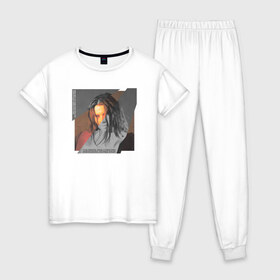 Женская пижама хлопок с принтом Лундмоен - Кривые зеркала в Белгороде, 100% хлопок | брюки и футболка прямого кроя, без карманов, на брюках мягкая резинка на поясе и по низу штанин | 