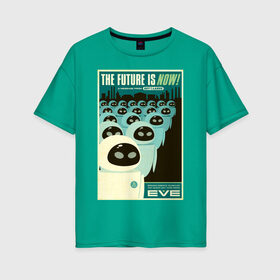 Женская футболка хлопок Oversize с принтом Eve в Белгороде, 100% хлопок | свободный крой, круглый ворот, спущенный рукав, длина до линии бедер
 | buy n large | eve | pixar | vdzabma | ева | пиксар