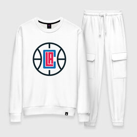 Женский костюм хлопок с принтом Los Angeles Clippers в Белгороде, 100% хлопок | на свитшоте круглая горловина, мягкая резинка по низу. Брюки заужены к низу, на них два вида карманов: два 