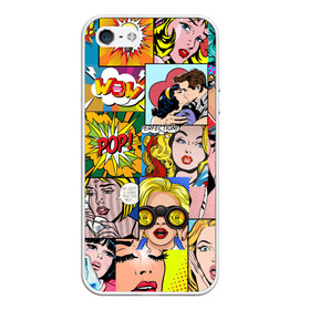 Чехол для iPhone 5/5S матовый с принтом Pop Art в Белгороде, Силикон | Область печати: задняя сторона чехла, без боковых панелей | Тематика изображения на принте: pop art | wow | девушки | искусство | поп арт | стиль