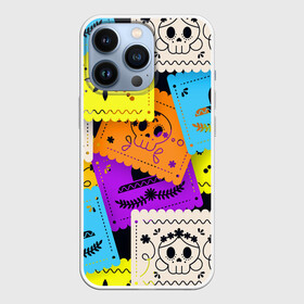 Чехол для iPhone 13 Pro с принтом Color pattern в Белгороде,  |  | flower | hat | hipster | skull | узор | хипстер | цветок | череп | шляпа