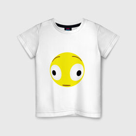 Детская футболка хлопок с принтом Проклятый эмодзи в Белгороде, 100% хлопок | круглый вырез горловины, полуприлегающий силуэт, длина до линии бедер | cursed | emoji | смайл | удивление | эмодзи