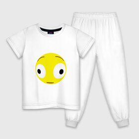 Детская пижама хлопок с принтом Проклятый эмодзи в Белгороде, 100% хлопок |  брюки и футболка прямого кроя, без карманов, на брюках мягкая резинка на поясе и по низу штанин
 | cursed | emoji | смайл | удивление | эмодзи