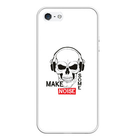 Чехол для iPhone 5/5S матовый с принтом Make some noise в Белгороде, Силикон | Область печати: задняя сторона чехла, без боковых панелей | Тематика изображения на принте: make some noise | музыка | надписи | пошумим | череп