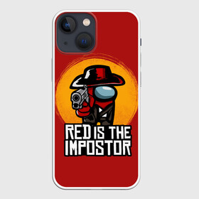 Чехол для iPhone 13 mini с принтом Red Is The Impostor в Белгороде,  |  | among | among us | crewmate | dead | game | impistor | red | redemption | space | us | vote | выживший | игра | космос | красный | невиновный | предатель | самозванец