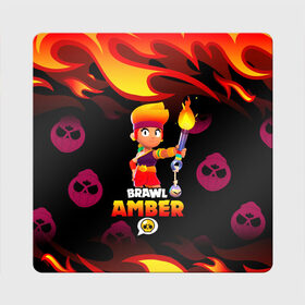 Магнит виниловый Квадрат с принтом BRAWL STARS AMBER. в Белгороде, полимерный материал с магнитным слоем | размер 9*9 см, закругленные углы | Тематика изображения на принте: 8 bit | amber | brawl stars | colette | crow | gale | leon | max | mecha | mecha crow | mr.p | sally leon | shark | tara | virus 8 bit | werewolf leon | акула | амбер | берли | бравл старс | ворон | коллет | макс | оборотень