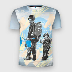 Мужская футболка 3D спортивная с принтом Чарли в Белгороде, 100% полиэстер с улучшенными характеристиками | приталенный силуэт, круглая горловина, широкие плечи, сужается к линии бедра | art | арт | графика | колор | чарли чаплин
