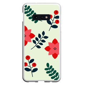 Чехол для Samsung S10E с принтом цветы, ягоды, листья в Белгороде, Силикон | Область печати: задняя сторона чехла, без боковых панелей | ветки | листья | цветы | ягоды