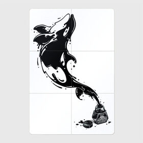Магнитный плакат 2Х3 с принтом Чернильная касатка в Белгороде, Полимерный материал с магнитным слоем | 6 деталей размером 9*9 см | арт | белый | капли | капля | касатка | рисунок | чернила | чернильный рисунок | чёрный