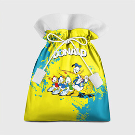 Подарочный 3D мешок с принтом Donald duck (Рыбалка) в Белгороде, 100% полиэстер | Размер: 29*39 см | Тематика изображения на принте: donald duck | walt disney | герой | мультфильмов | селезень | студии