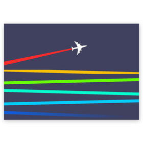 Поздравительная открытка с принтом В небо в Белгороде, 100% бумага | плотность бумаги 280 г/м2, матовая, на обратной стороне линовка и место для марки
 | абстракция | авиация | неон | полосы | самолет