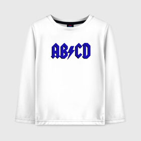 Детский лонгслив хлопок с принтом ABCD надпись в Белгороде, 100% хлопок | круглый вырез горловины, полуприлегающий силуэт, длина до линии бедер | abcd | ac dc | acdc | band | logo | metal | music | rock | алфавит | буквы | имитация | леттеринг | лого | металл | музыка | надпись | пародия | рок | синий
