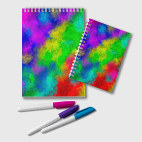 Блокнот с принтом Multicolored в Белгороде, 100% бумага | 48 листов, плотность листов — 60 г/м2, плотность картонной обложки — 250 г/м2. Листы скреплены удобной пружинной спиралью. Цвет линий — светло-серый
 | Тематика изображения на принте: abstract | colorful | holi | neon | pattern | rainbow | texture | абстракция | граффити | дым | искусство | кислота | кислотный | краска | красочный | микс | неоновый | облака | радуга | радужный | текстура | туман | узор | холи