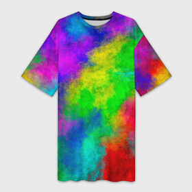 Платье-футболка 3D с принтом Multicolored в Белгороде,  |  | abstract | colorful | holi | neon | pattern | rainbow | texture | абстракция | граффити | дым | искусство | кислота | кислотный | краска | красочный | микс | неоновый | облака | радуга | радужный | текстура | туман | узор | холи