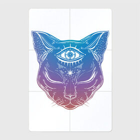 Магнитный плакат 2Х3 с принтом Просветлённый кот в Белгороде, Полимерный материал с магнитным слоем | 6 деталей размером 9*9 см | арт | глаз | градиент | кот | кошка | мудрость | просветлённый | рисунок | третий глаз