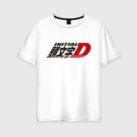 Женская футболка хлопок Oversize с принтом Initial D Logo (Z) в Белгороде, 100% хлопок | свободный крой, круглый ворот, спущенный рукав, длина до линии бедер
 | initial | initial d | аниме | аниме дрифт | библии дрифта | бунта фудзивара | гонки | дрифт | инисяру | инисяру ди | кэисукэ такахаси | манга | рёсукэ такахаси | спортивное вождение | сюити сигэно