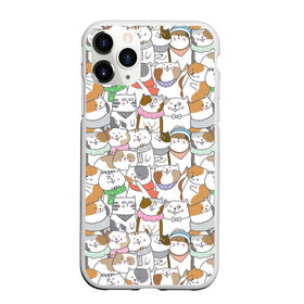 Чехол для iPhone 11 Pro Max матовый с принтом Большая семья котиков в Белгороде, Силикон |  | Тематика изображения на принте: bow | cat | scarf | spots | бант | косынка | кот | полоски | пятна | улыбки | шапка | шарф