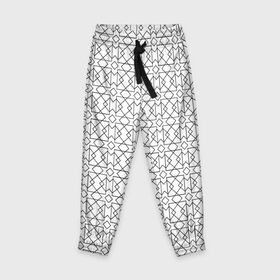 Детские брюки 3D с принтом Геометрический узор в Белгороде, 100% полиэстер | манжеты по низу, эластичный пояс регулируется шнурком, по бокам два кармана без застежек, внутренняя часть кармана из мелкой сетки | lines | parallel | rhombus | square | квадрат | линии | параллели | ромб
