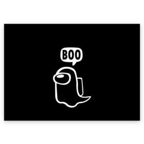 Поздравительная открытка с принтом BOO (Among Us) в Белгороде, 100% бумага | плотность бумаги 280 г/м2, матовая, на обратной стороне линовка и место для марки
 | among | among us | boo | crewmate | game | ghost | impistor | space | us | vote | бу | буу | выживший | игра | космос | невиновный | предатель | приведение | призрак | самозванец