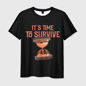 Мужская футболка 3D с принтом Время выживать в Белгороде, 100% полиэфир | прямой крой, круглый вырез горловины, длина до линии бедер | Тематика изображения на принте: covid | survive | time | апокалипсис | вирус | выживание | выжить | ковид | коронавирус | песочные часы | постапокалипсис