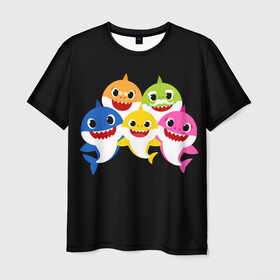 Мужская футболка 3D с принтом Baby Shark в Белгороде, 100% полиэфир | прямой крой, круглый вырез горловины, длина до линии бедер | baby | brother | dady | mummy | ocean | sea | shark | sister | youtube | акула | акуленок | анимация | бабушка | брат | дедушка | клип | мама | море | мульт | мультфильм | океан | папа | сестра | ютуб