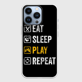Чехол для iPhone 13 Pro с принтом Eat. Sleep. Play. Repeat в Белгороде,  |  | art | food | gamepad | games | inscription | joystick | schedule | sleep | text | арт | джойстик | еда | игры | надпись | расписание | сон | текст