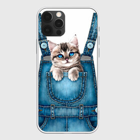 Чехол для iPhone 12 Pro Max с принтом КОТЕНОК В КАРМАНЕ в Белгороде, Силикон |  | cat | барсик | девочкам | джинсы | карман | киса | комбинезон | костюм | кот | котенок | котик | кошка | красиво | мило | мяу | одежда