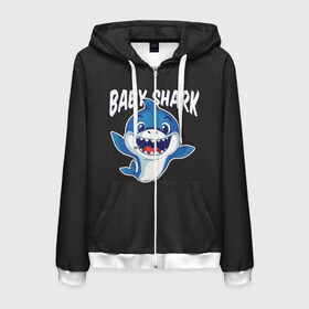 Мужская толстовка 3D на молнии с принтом Baby shark в Белгороде, 100% полиэстер | длина до линии бедра, манжеты и пояс оформлены мягкой тканевой резинкой, двухслойный капюшон со шнурком для регулировки, спереди молния, по бокам два кармана | baby shark | daddy shark | family shark | grandma shark | grandpa shark | mommy shark | бабушка акула | дедушка акула | мама акула | отец акула | ребенок акула | семья акул