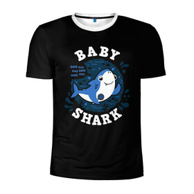 Мужская футболка 3D спортивная с принтом Baby shark в Белгороде, 100% полиэстер с улучшенными характеристиками | приталенный силуэт, круглая горловина, широкие плечи, сужается к линии бедра | Тематика изображения на принте: baby shark | daddy shark | family shark | grandma shark | grandpa shark | mommy shark | бабушка акула | дедушка акула | мама акула | отец акула | ребенок акула | семья акул