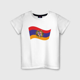 Детская футболка хлопок с принтом Армения в Белгороде, 100% хлопок | круглый вырез горловины, полуприлегающий силуэт, длина до линии бедер | armenia | арарат | армения | армянин | герб | горы | гранат | лев | орнамент | снг | ссср | страна | узор | флаг | шашлык