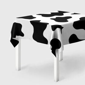 Скатерть 3D с принтом Му-му в Белгороде, 100% полиэстер (ткань не мнется и не растягивается) | Размер: 150*150 см | абстракция | бык | кожа коровы | корова | му му | пятна | черно белое | черно белые пятна