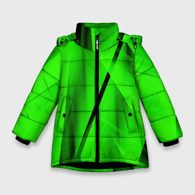Зимняя куртка для девочек 3D с принтом Зеленый неон в Белгороде, ткань верха — 100% полиэстер; подклад — 100% полиэстер, утеплитель — 100% полиэстер. | длина ниже бедра, удлиненная спинка, воротник стойка и отстегивающийся капюшон. Есть боковые карманы с листочкой на кнопках, утяжки по низу изделия и внутренний карман на молнии. 

Предусмотрены светоотражающий принт на спинке, радужный светоотражающий элемент на пуллере молнии и на резинке для утяжки. | зелегь | зеленая абстракция | зеленка | зеленые линии | зеленые полосы | зеленый | зеленый неон | неон