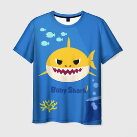 Мужская футболка 3D с принтом Baby shark в Белгороде, 100% полиэфир | прямой крой, круглый вырез горловины, длина до линии бедер | 