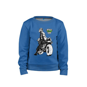 Детский свитшот хлопок с принтом Kawasaki Ninja Cup в Белгороде, 100% хлопок | круглый вырез горловины, эластичные манжеты, пояс и воротник | cup | engine | girl | helmet | motorcycle | power | двигатель | девушка | кубок | мотоцикл | мощь | шлем