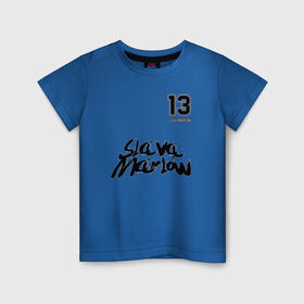 Детская футболка хлопок с принтом Slava Marlow в Белгороде, 100% хлопок | круглый вырез горловины, полуприлегающий силуэт, длина до линии бедер | 