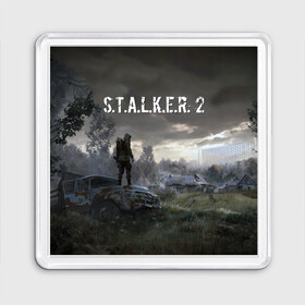 Магнит 55*55 с принтом STALKER 2 в Белгороде, Пластик | Размер: 65*65 мм; Размер печати: 55*55 мм | 2021 | gsm | s.t.a.l.k.e.r | s.t.a.l.k.e.r.2 | stalker | stalker 2 | stalker2 | сталкер | сталкер 2 | сталкер2 | чернобыль