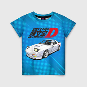 Детская футболка 3D с принтом INITIAL D. в Белгороде, 100% гипоаллергенный полиэфир | прямой крой, круглый вырез горловины, длина до линии бедер, чуть спущенное плечо, ткань немного тянется | initial d | аниме | гонки | инициал ди | король дрифта | уличные гонки | фильм