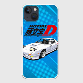 Чехол для iPhone 13 с принтом Initial D машина на голубом фоне в Белгороде,  |  | Тематика изображения на принте: initial d | аниме | гонки | инициал ди | король дрифта | уличные гонки | фильм