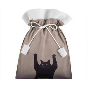 Подарочный 3D мешок с принтом Кот сдается в Белгороде, 100% полиэстер | Размер: 29*39 см | cat | арест | испуг | кот | руки вверх | черный кот