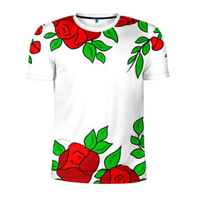 Мужская футболка 3D спортивная с принтом Scarlet Roses в Белгороде, 100% полиэстер с улучшенными характеристиками | приталенный силуэт, круглая горловина, широкие плечи, сужается к линии бедра | fashion flowers | fashion girl | love | букет | бутоны | жена | красные цветы | лепестки | летние | лето | листья | лучшая | люблю | мама | подарок | природа | растения | розочка | розы | сюрприз | узор | цветок | цветочки