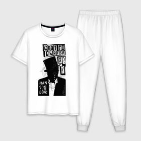 Мужская пижама хлопок с принтом Man в Белгороде, 100% хлопок | брюки и футболка прямого кроя, без карманов, на брюках мягкая резинка на поясе и по низу штанин
 | 2020 | абстракция | граффити | стиль | тренд | уличный стиль | урбан
