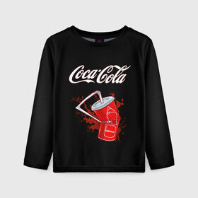 Детский лонгслив 3D с принтом Coca Cola в Белгороде, 100% полиэстер | длинные рукава, круглый вырез горловины, полуприлегающий силуэт
 | Тематика изображения на принте: coca cola | газировка | кола | лето | лимонад | свежесть | стакан