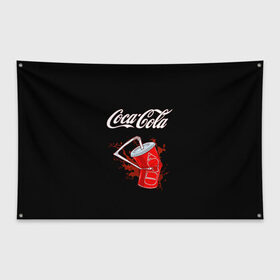 Флаг-баннер с принтом Coca Cola в Белгороде, 100% полиэстер | размер 67 х 109 см, плотность ткани — 95 г/м2; по краям флага есть четыре люверса для крепления | Тематика изображения на принте: coca cola | газировка | кола | лето | лимонад | свежесть | стакан