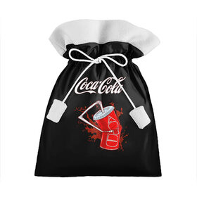 Подарочный 3D мешок с принтом Coca Cola в Белгороде, 100% полиэстер | Размер: 29*39 см | Тематика изображения на принте: coca cola | газировка | кола | лето | лимонад | свежесть | стакан