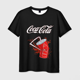 Мужская футболка 3D с принтом Coca Cola в Белгороде, 100% полиэфир | прямой крой, круглый вырез горловины, длина до линии бедер | Тематика изображения на принте: coca cola | газировка | кола | лето | лимонад | свежесть | стакан