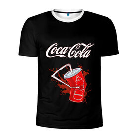 Мужская футболка 3D спортивная с принтом Coca Cola в Белгороде, 100% полиэстер с улучшенными характеристиками | приталенный силуэт, круглая горловина, широкие плечи, сужается к линии бедра | coca cola | газировка | кола | лето | лимонад | свежесть | стакан